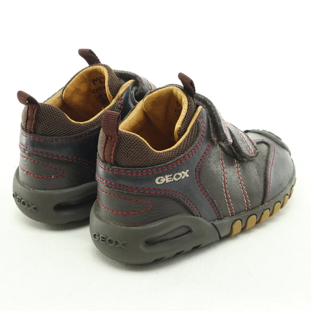 Geox Kids All Leather Sneaker Hook & Loop Baby & Walker Size US5.5 EUR21 Brown - Picture 11 of 16